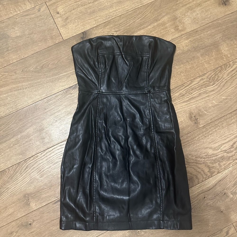Black leather dress
